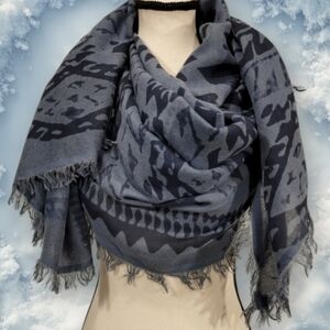 Yu Edit Made in Italy 100% Modal Fringed Scarf in Blue - 70" x 35"